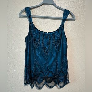 Vintage Marina‎ Embroidered Beaded Tank Size Large